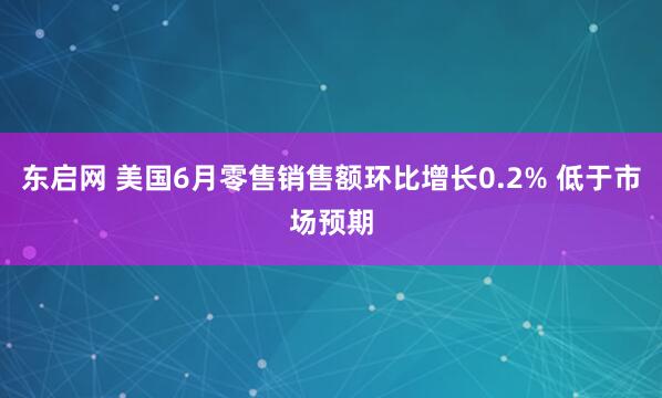 东启网 美国6月零售销售额环比增长0.2% 低于市场预期